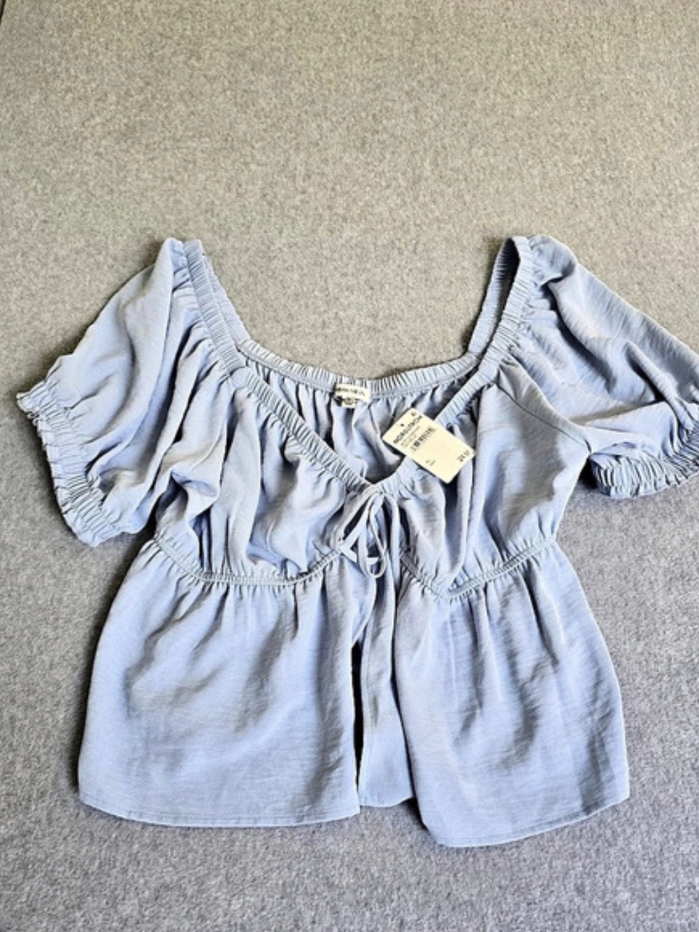 Urban Social XL Sky Blue Puff Sleeve Peplum Top NWT Coquette